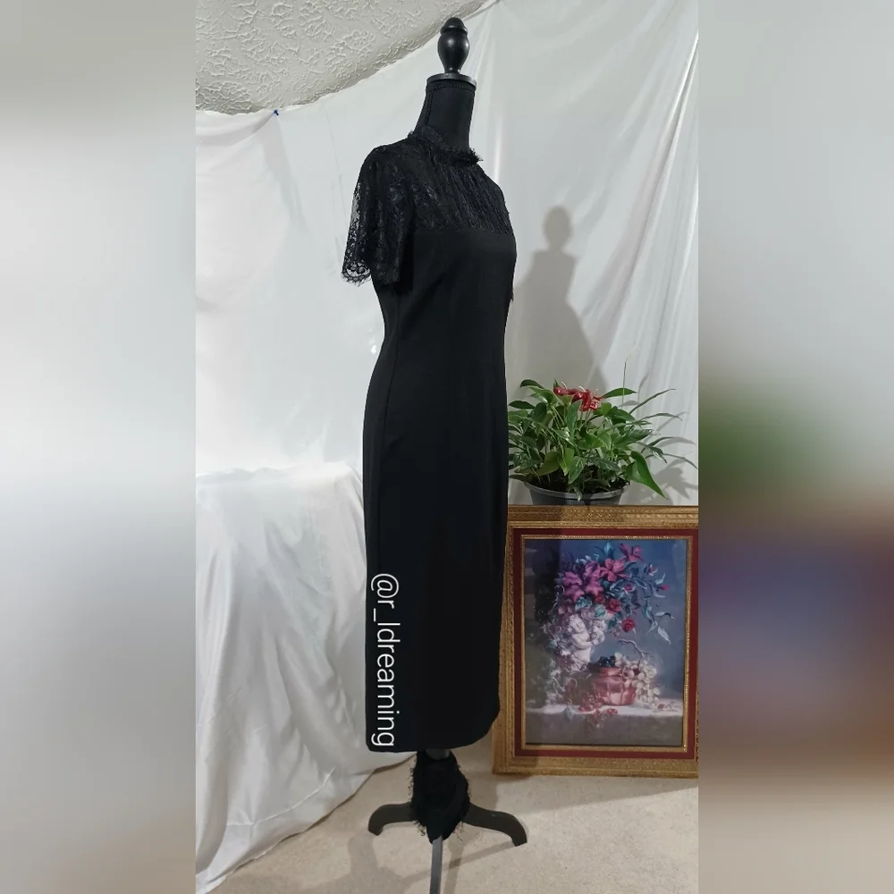 NWT Hyacinth House Tuckernuck Black Lace Agatha Midi Dress Size Small - Picture 5 of 10